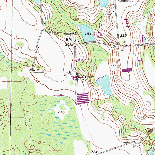 Topographic Map of Carver Church, GA