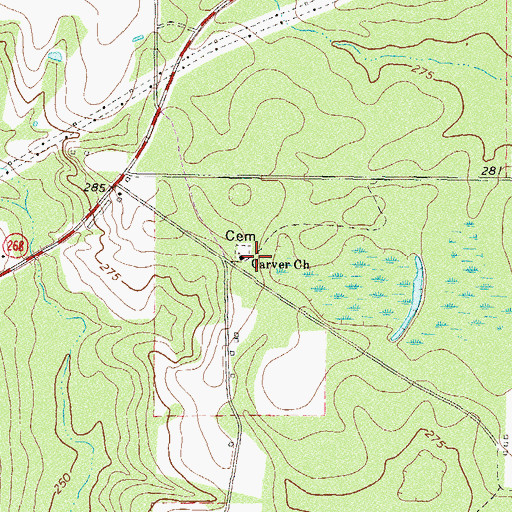 Topographic Map of Carver Church, GA