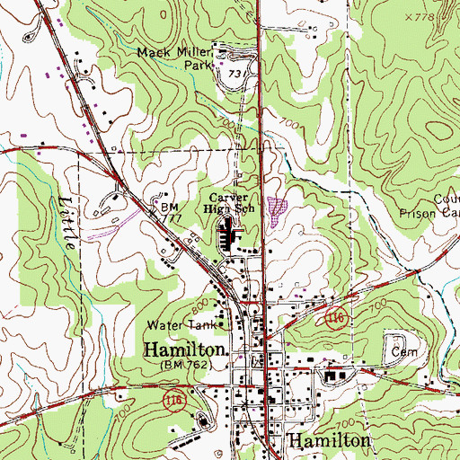 Topographic Map of Harris County Middle School, GA