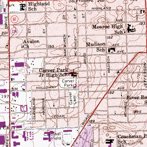 Topographic Map of Lincoln Fundamental School, GA