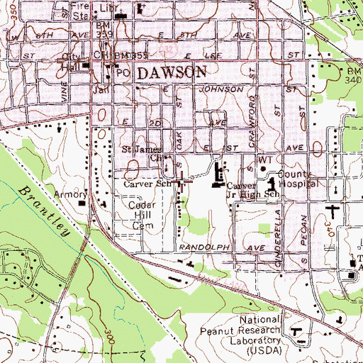 Topographic Map of Carver School, GA