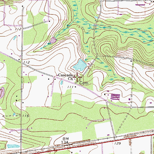 Topographic Map of Cascade Church, GA