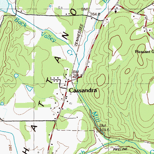 Topographic Map of Cassandra, GA