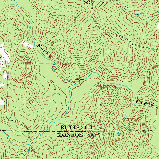 Topographic Map of Castleberry Creek, GA