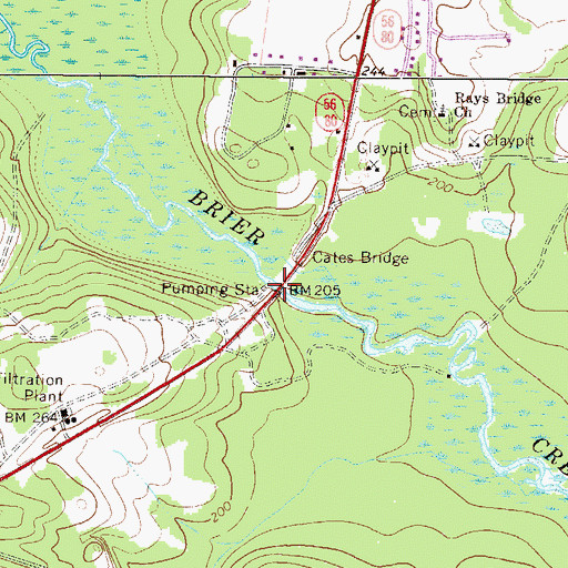 Topographic Map of Cates Bridge, GA