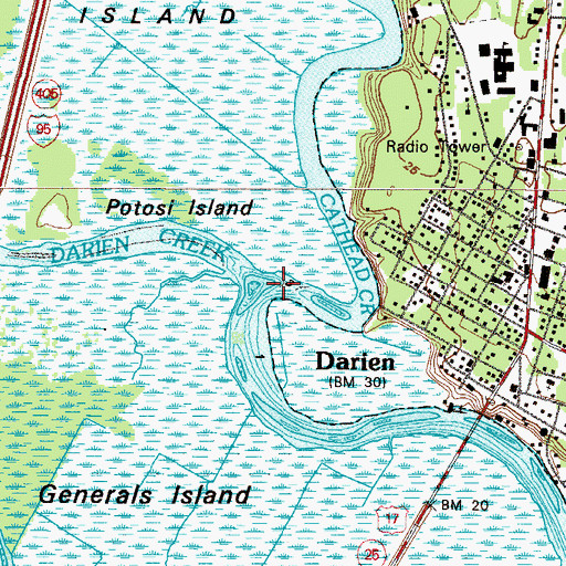 Topographic Map of Cathead Creek, GA