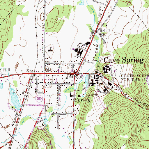 Topographic Map of Cave Spring, GA