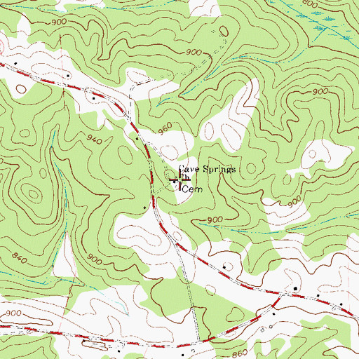 Topographic Map of Cave Springs Church, GA