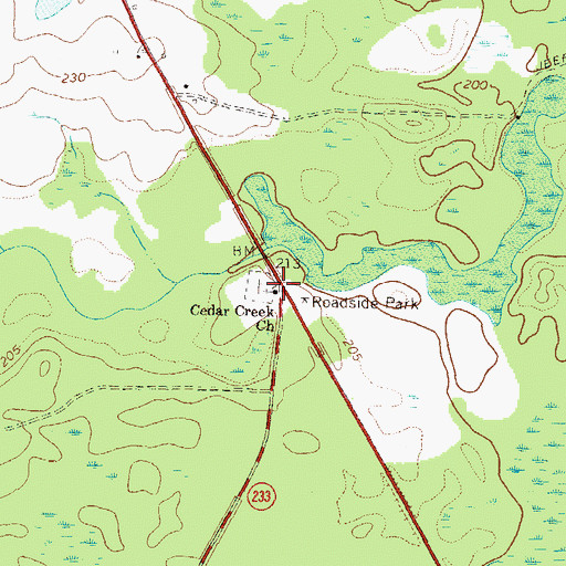 Topographic Map of Cedar Creek Church, GA