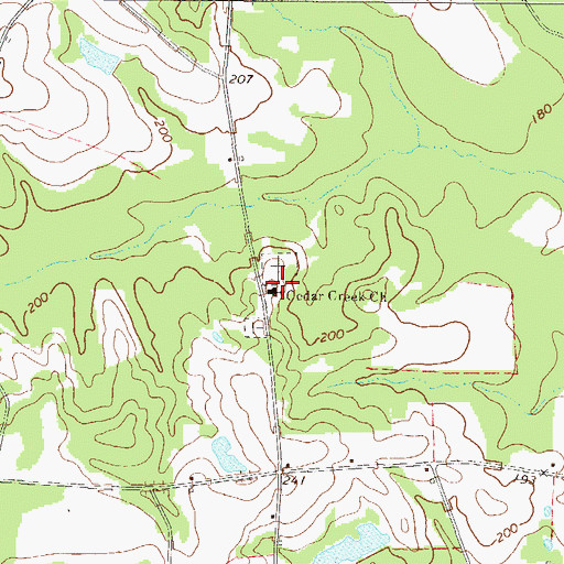 Topographic Map of Cedar Creek Primitive Baptist Church, GA