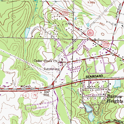 Topographic Map of Cedar Creek Church, GA