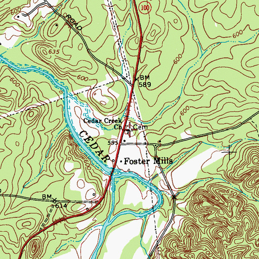 Topographic Map of Cedar Creek Church, GA