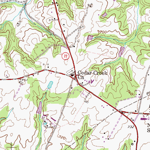 Topographic Map of Cedar Creek Church, GA