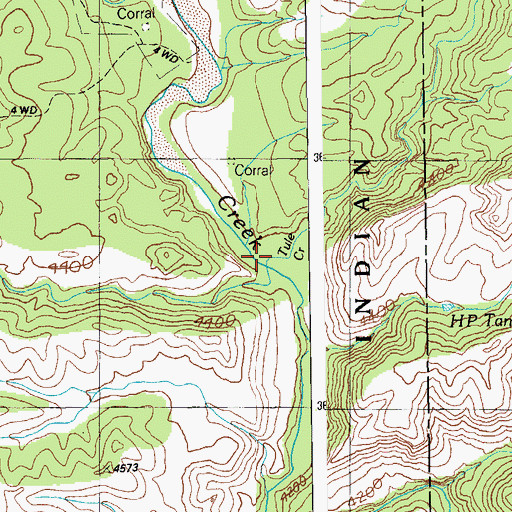 Topographic Map of Tule Creek, AZ