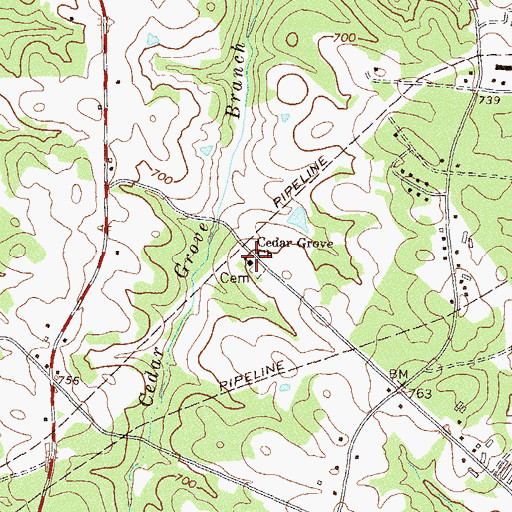 Topographic Map of Cedar Grove Church, GA