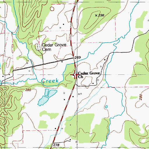 Topographic Map of Cedar Grove Church, GA