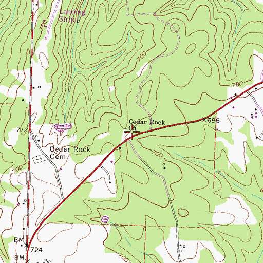 Topographic Map of Cedar Rock Church, GA