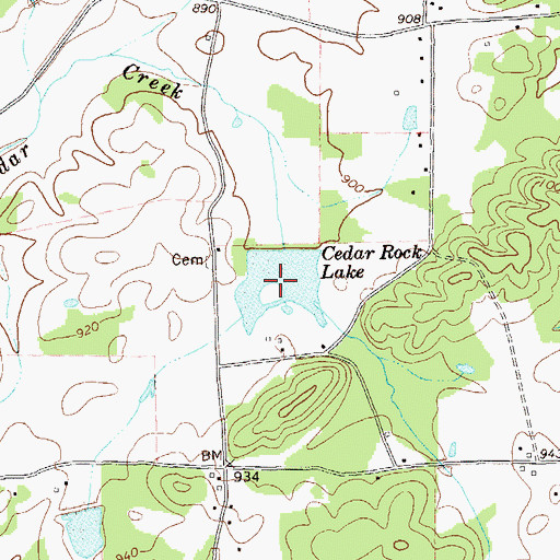 Topographic Map of Cedar Rock Lake, GA