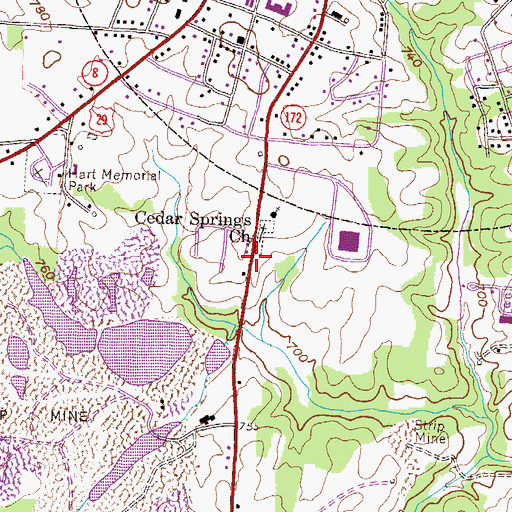 Topographic Map of Cedar Springs Church, GA