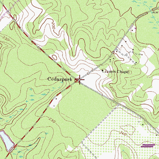 Topographic Map of Cedarpark, GA