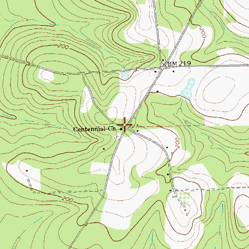 Topographic Map of Centennial Church, GA