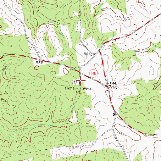 Topographic Map of Center Grove Church, GA