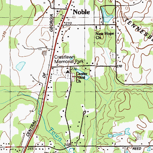 Topographic Map of Center Point Church, GA