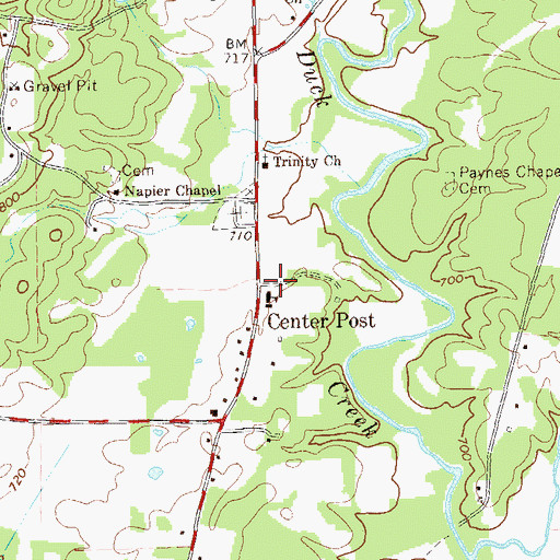 Topographic Map of Center Post, GA