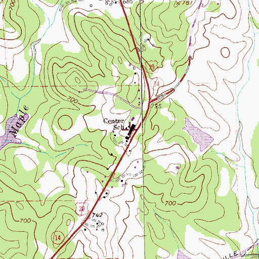 Topographic Map of Center School, GA