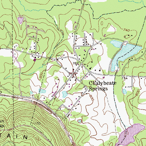 Topographic Map of Chalybeate Springs, GA