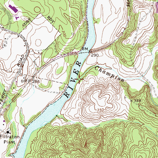Topographic Map of Champion Creek, GA