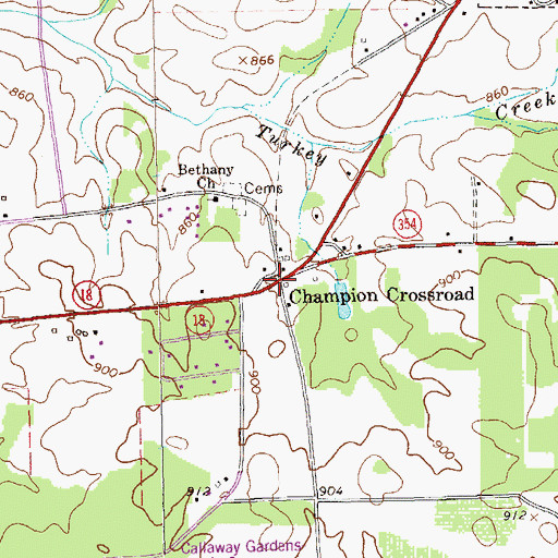 Topographic Map of Champion Crossroad, GA