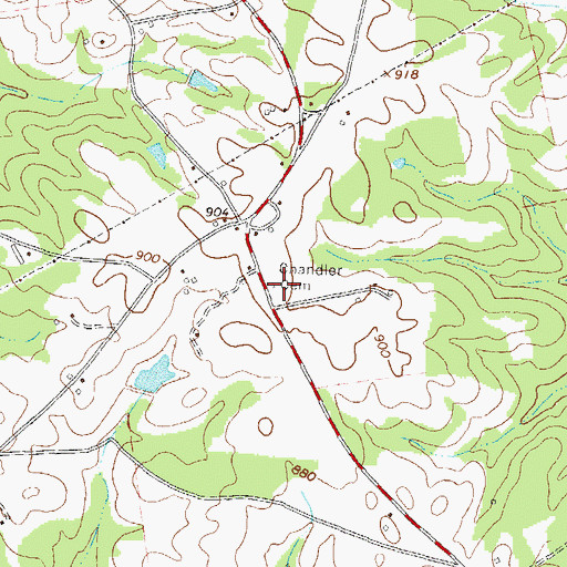 Topographic Map of Chandler Cemetery, GA