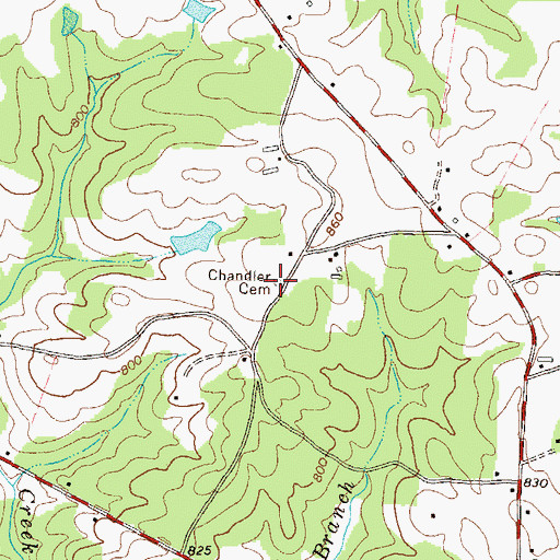 Topographic Map of Chandler Cemetery, GA