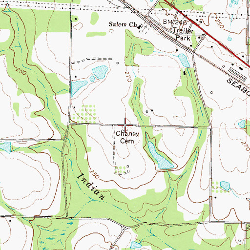 Topographic Map of Chaney Cemetery, GA