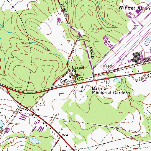 Topographic Map of Chapel Church, GA