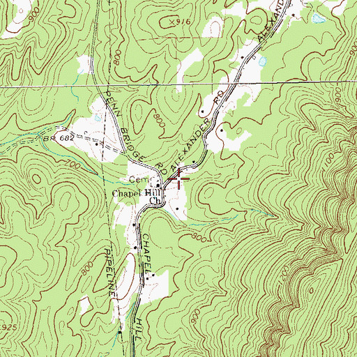 Topographic Map of Chapel Hill Baptist Church, GA