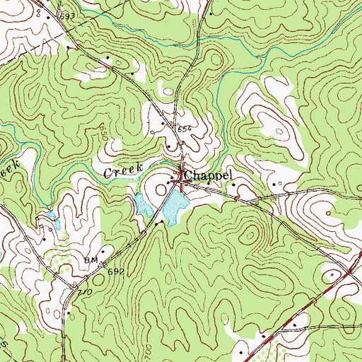 Topographic Map of Chappel, GA