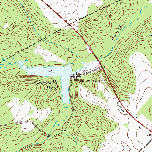 Topographic Map of Chappells Mill, GA