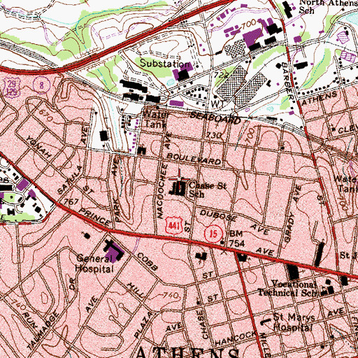 Topographic Map of Chase Street Elementary School, GA