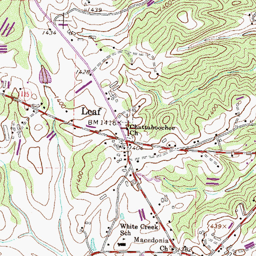 Topographic Map of Chattahoochee Church, GA
