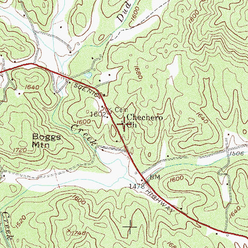 Topographic Map of Chechero Church, GA