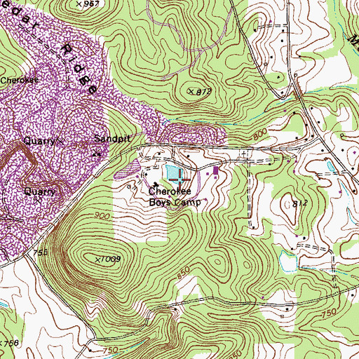 Topographic Map of Cherokee Boys Camp, GA