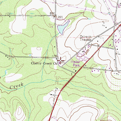 Topographic Map of Cherry Creek Church, GA