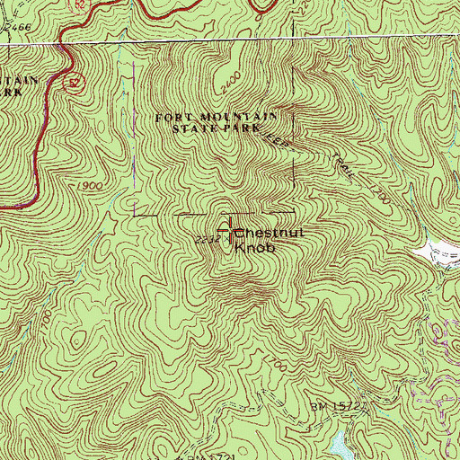 Topographic Map of Chestnut Knob, GA
