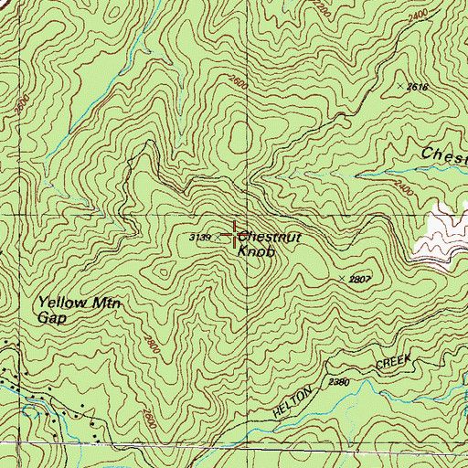 Topographic Map of Chestnut Knob, GA
