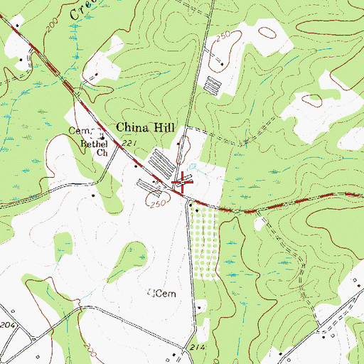 Topographic Map of China Hill, GA