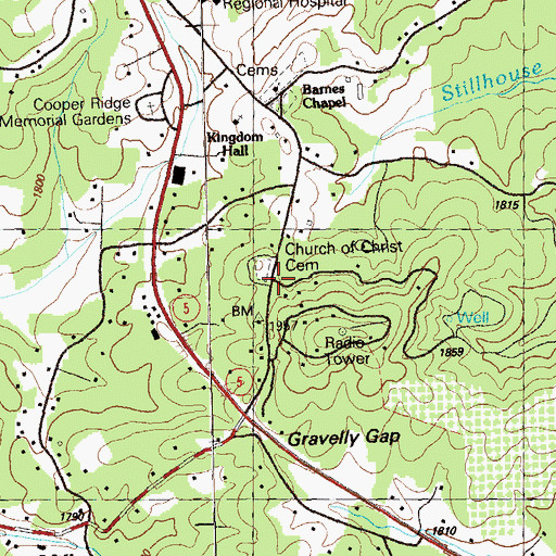 Topographic Map of Church of Christ Cemetery, GA