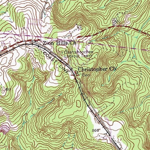 Topographic Map of Christopher Church, GA