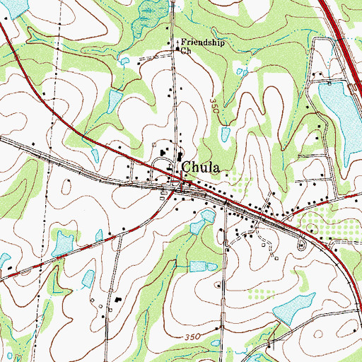 Topographic Map of Chula, GA